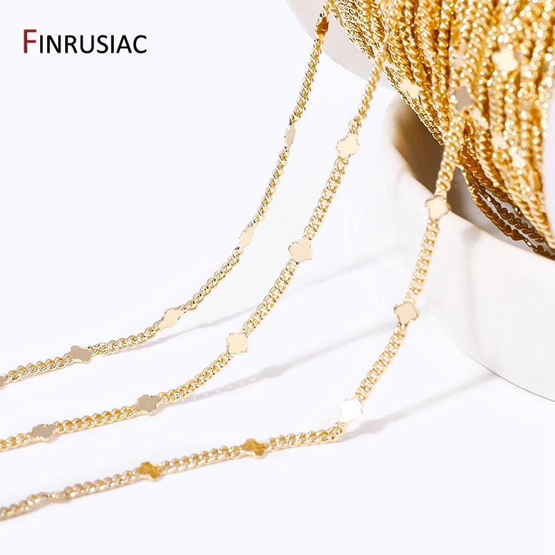 Chain Roll Cable - 14K Vergulde Messing Pailletten Kabelkettingen Voor