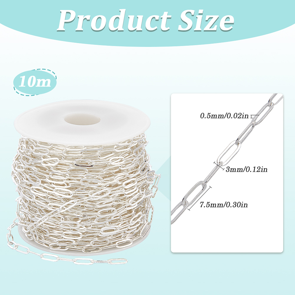 32,81 voet zilveren paperclipk - Chain Roll Cable recensie en prijs